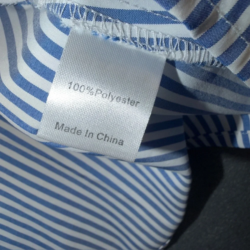 Tuckernuck Blue and White Striped V-Neck Peplum Blouse